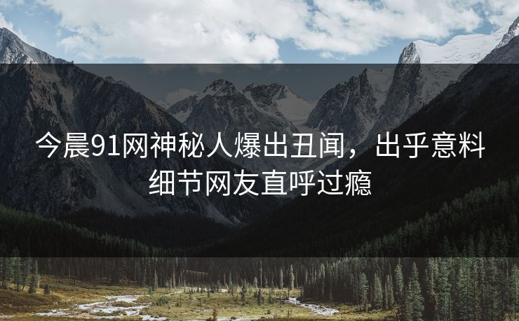 今晨91网神秘人爆出丑闻，出乎意料细节网友直呼过瘾
