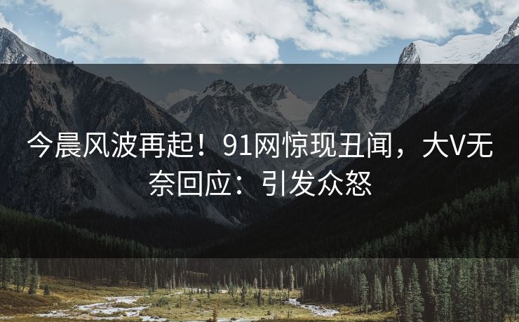 今晨风波再起！91网惊现丑闻，大V无奈回应：引发众怒