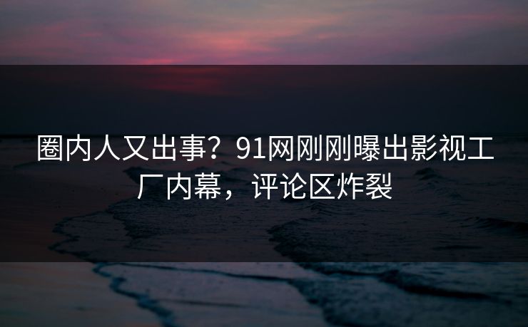 圈内人又出事？91网刚刚曝出影视工厂内幕，评论区炸裂