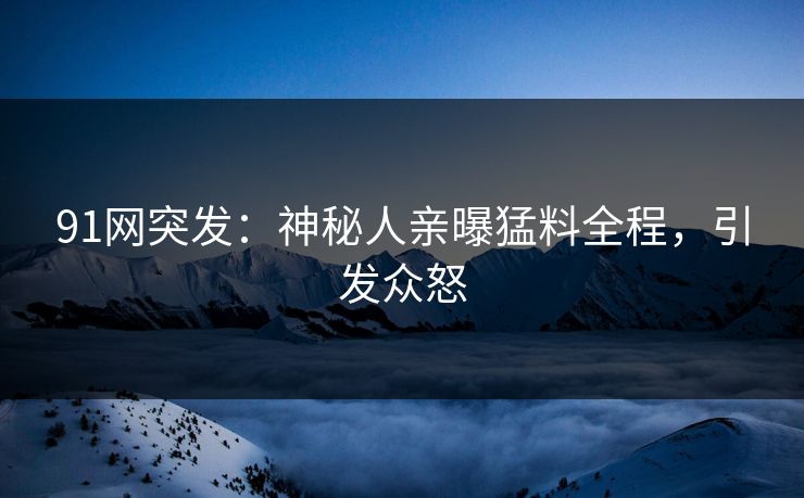 91网突发：神秘人亲曝猛料全程，引发众怒