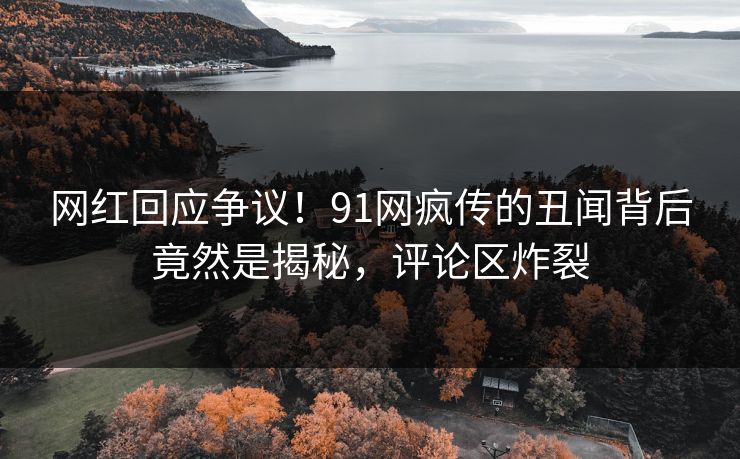 网红回应争议！91网疯传的丑闻背后竟然是揭秘，评论区炸裂