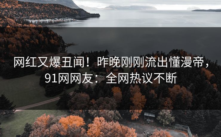 网红又爆丑闻！昨晚刚刚流出懂漫帝，91网网友：全网热议不断