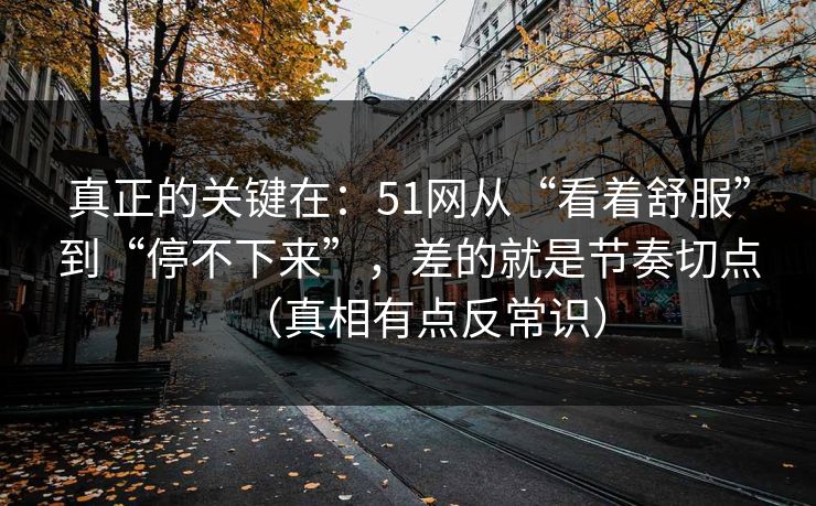真正的关键在:51网从“看着舒服”到“停不下来”,差的就是节奏切点(真相有点反常识) 真正的关键在:51网从“看着舒服”到“停不下来”,差的就是节奏切点(真相有点反常识)