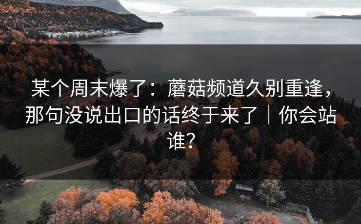 某个周末爆了：蘑菇频道久别重逢，那句没说出口的话终于来了｜你会站谁？